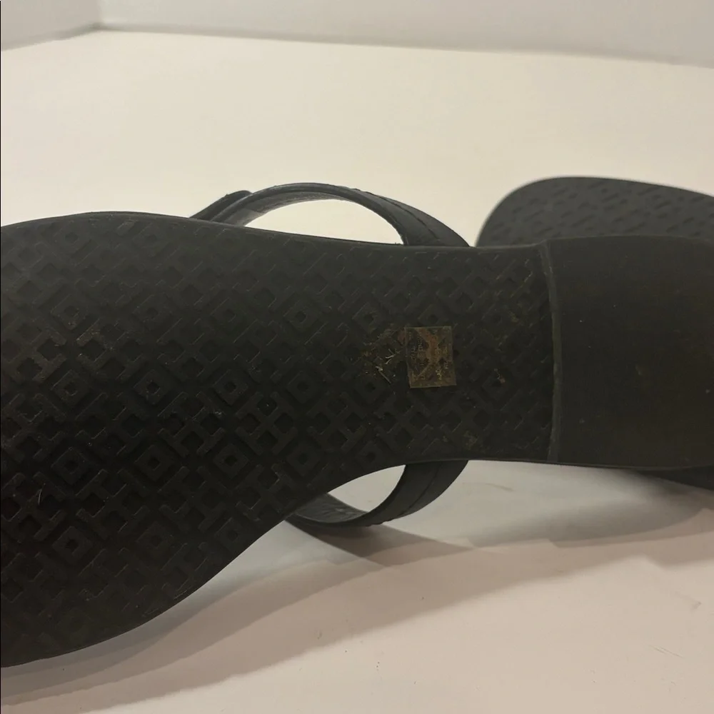Colorful Tory Burch Miller Logo‎ Black Sandals 9.5